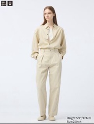 Uniqlo U系列 打褶牛仔褲 Beige 米白牛仔褲