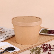 ‍🚢Spot Disposable Kraft Paper Take out Take Away Salad Porringer Soup Cups Fast Food Box Soup Bucket Cup Wholesale