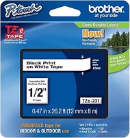 Genuine Brother 1/2" (12mm) Black on White TZe P-touch Tape for Brother PT-E100, PTE100 Label Maker