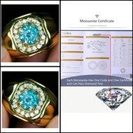 Ring 2.0 ct Elegant Luxury GRA Blue Moissanite Diamond