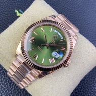 D.ay-date  41MM XQR35 Green Fresh Dial Calendar Men's Watch Business Gorgeous Gold Strap Automatic M