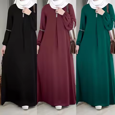 Islamic Morocco Abaya Middle East Saudi Arab Fashion Long Sleeve Abaya Dress Casual Sequin Sun Dress
