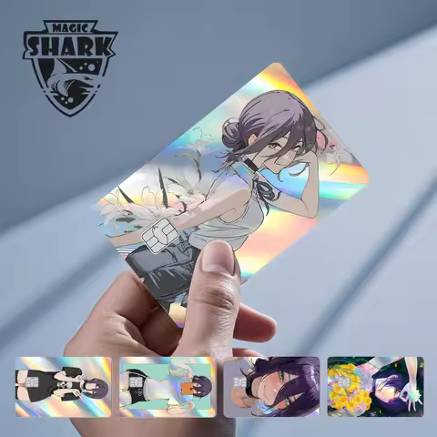 Magic Shark Reze Pretty Girl Holographic Shinny Laser Skin Credit Debit Bank Film Skin Cover Sticker