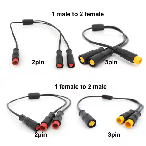m8 2 3 Pin way Y Splitter 1 male female to female male cable Splitter Connector Waterproof Julet 9mm