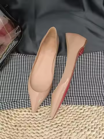 New style raised pointed flat shoes in nude color, super light cut flat shoes, super light cut singl