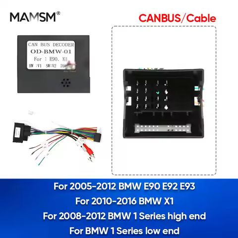 MAMSM Car Radio Cable CAN-Bus Adapter For BMW E90 E92 E93 X1 1 Series Power Wiring Harness Android A