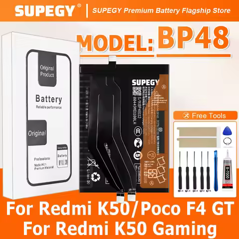 100% New Battery BP48 For Redmi K50/Poco F4 GT/Redmi K50 Gaming Battery + Free Tools