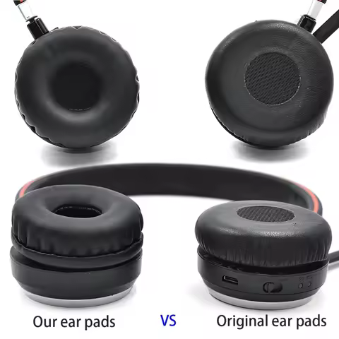 1Pair Leather Ear Pads Cushion Cover Earpads Replacement for Jabra Evolve 20 20se 30 30II 40 65 65+ 