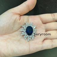 Brooch starburst oval blue sapphire cut zircon marquise diamonds