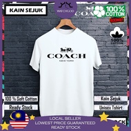 🔥90% MEGA SALES🔥 COACH 100% Cotton Tshirt T Shirt Streetwear Round Men Women Unisex Baju Lelaki Wani