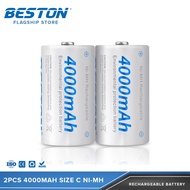 2pcs Beston C size 4000mAh Rechargeable Battery