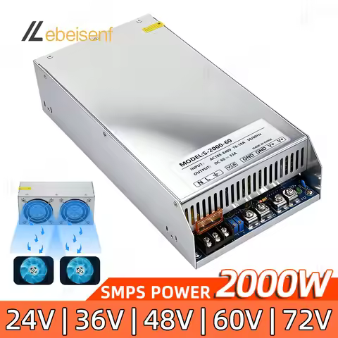 2000W High Power Industrial DC Switching Power Supply 12V 150A/24V 83A/36V 55A/48V 41A/60V 33A 72V A