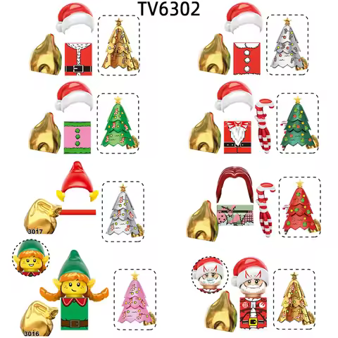The Christmas Elf Santa Model Blocks MOC Bricks Set Gifts Toys For Children TV6302