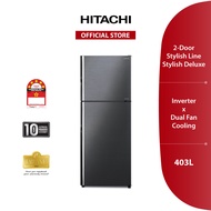Hitachi Inverter 2 Door Stylish Deluxe Refrigerator 403L (Brilliant Black) (R-VX460PM9 BBK)