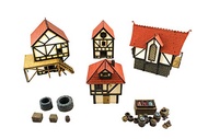 War World Gaming Medieval Town House Set (painted/unpainted) & Scatter Terrain – 28mm Scale Fantasy
