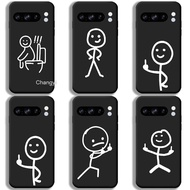 lINE-DRAWN TINY MAN Case Google PIXEL 8 Pro GC3VE G1MNW Phone Case Soft Touch Silicone Cover Cartoon
