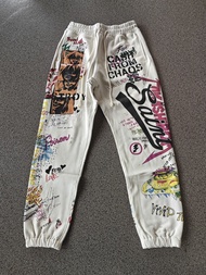 Street Brick สามกางเกงวอร์มเอวกลางสําหรับผู้ชายหลวมพอดีลําลองกระเป๋าสีบริสุทธิ์ตกแต่งสไตล์ยอดนิยมสํา