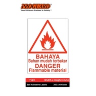 Proguard "Danger Flammable Material" Bahaya Chemical Hazardous Sticker Label Safety Sign Indoor Outd