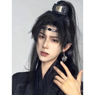 New Hero Long Hair cos Ancient style Hanfu fairy-style men's ponytail costume, everyday high-top wig