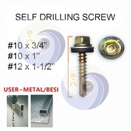 [ 1 PCS ] SELF DRILLING HEX HEAD ROOFING AWNING SCREW FOR METAL &amp; ALUMINIUM C/W RUBBER WASHER DS-HW