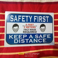 6 feet Facemask Required BLUE Signage PVC Plastic (7.8x11 inches)