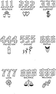 Temporary Tattoos,111 222 333 444,Number Tattoos,Real Tattoo Look,Water-Resistant,Lasts 1-2 Weeks,Re