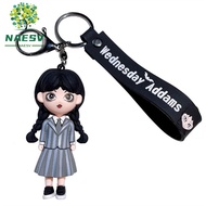NAESV Addams Family Keychain, Silicone Action Figure Wednesday Keyring, Bag Keyring Thing Hand Carto
