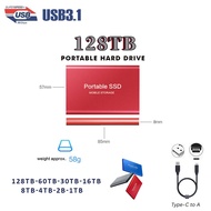 HD External Hard Drive 128TB 60TB 30TB 16TB Portable SSD 8TB 4TB USB 3.0 Type-C Interface High Quali