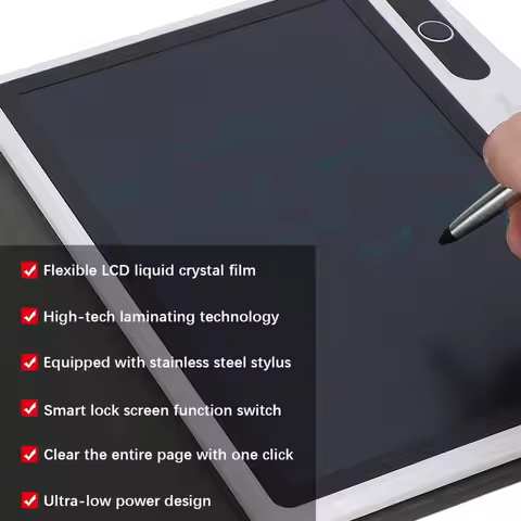Black LCD Writing Tablet Small Light-Powered Drawing Board Lightweight with Leather Sleeve Graphic T