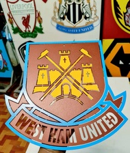 WEST HAM UNITER โลโก้ขุนค้อนเวสต์แฮมยูไนเต็ด เหล็กตัดเลเซอร์ขนาด30*30 cm.ทำสีเหมือนจริงใช้สีพ่นรถยนต