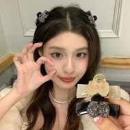 Women Korean Fashion Mesh Bow Small Grab Clip Girls Vintage Elegant Side Bangs Hairpin Ladies Sweet 