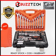 BuzzTech Original 61pcs 82pcs Cr-V Combination Socket Wrench Ratchet Spanner Tools Set Box Car Motor