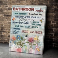 Hummingbird Bathroom Rules Wall Art Home Living Room Decor Poster Canvas Framed 24x36