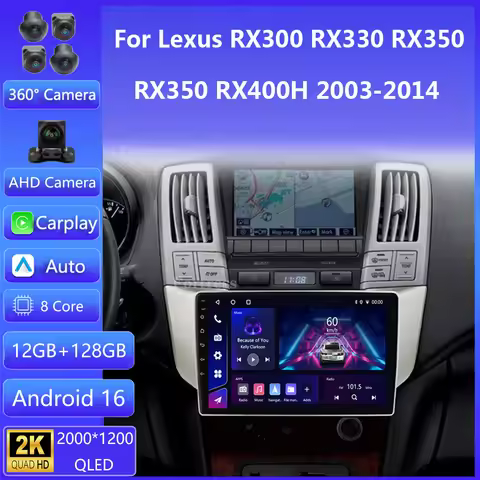 Android 16 Carplay Auto For Lexus RX300 RX330 RX350 RX400H II 2 For Toyota Harrier XU30 II 2 2003 - 