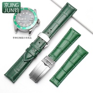 สายนาฬิกาหนังสีเขียวสำหรับผู้ชายและผู้หญิง Rolex ผีน้ำสีเขียว Fiyta Seiko Armani อุปกรณ์เสริมสร้อยข้อมือ