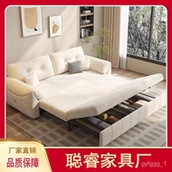 Fabric Sofa Cream Style Multifunctional Sofa Bed Folding Sofa Dual-Use Small Apartment Retractable Sofa Bed