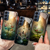 Samsung A15 4G / A15 5G / A25 5G / A35 5G / A55 5G Case Tempered glass with lotus leaf shape, peace 