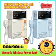 20000mAh Magnetic Wireless Power Bank with Plug Built-in Cable Fast Charging Power Bank 3C