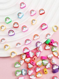 30 Piezas/paquete Conjunto De Cuentas De Cerámica Blanda En Formas De Arco Iris De Varios Colores Para Hacer Pulseras, Collares Y Aretes Para Mujeres Y Niños