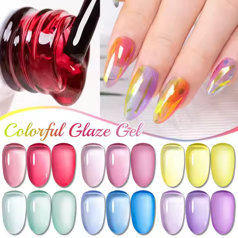 PUENTE Jelly Glass Gel Nail Polish 7.5ML Translucent Colorful Glaze Gel Polish Soak Off UV Gel Semi-