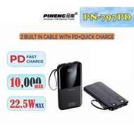 Pineng Power Bank 10000mAh 22.5W Built in Cable Super Fast Charging Pn797 PD 20W PowerBank Pn-797PD