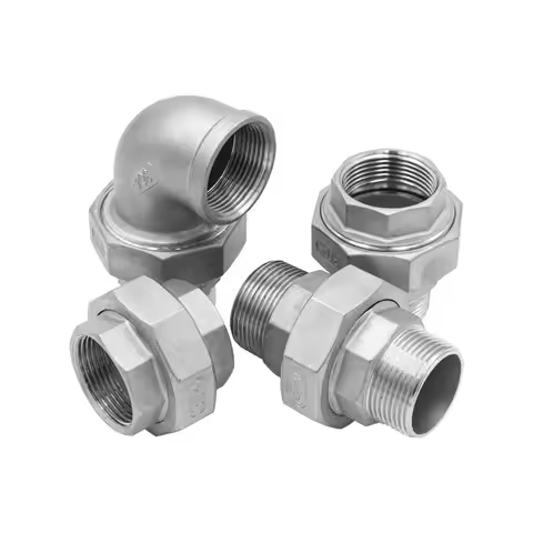 1/4" 1/2" 3/4" 1" 2" Female & Female 90 Degree Elbow BSP Thread SS304 Live Joint Coupling Union Conn