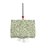 Elegant Leaves Fresh Wall-Mounted Tissue Box Hanging Beads Tissue Bag Kitchen Bedroom Storage Fabric