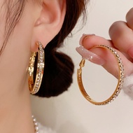 Fashion Hoop Earrings With Rhinestone Big Circle Earrings Big Circle Gold Color Loop Earrings