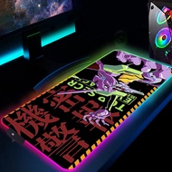 ✺▼ With Wire RGB Mouse Pad E-Evangelion PC Gaming Accessories LED Mousepad Gamer Cabinet Carpet Keyboard Mat Computer Desks Backlit