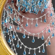 Diy diy Chain Blue Water Drop Rhinestone Chain lolita Decorative Chain Ocean Blue Ocean Series Bar C