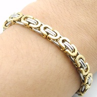 [HCM]Lắc tay nam inox ziczac dẹp kiểu trắng vàng Hàn Quốc-LN08