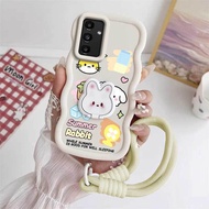 For Galaxy A04s/A04 4G/A05s/A06/A04e/A05/A07 Cover 3pcs( Cute cat phone Case+Lanyard+Rabbit Stand) C