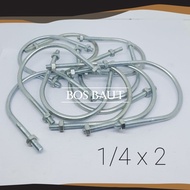 Galvanized U - U Bolt 1/4" x 2"