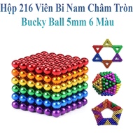 Hộp 216 Viên Bi Nam Châm Tròn Bucky Ball Mỗi Bi 5X5Mm 6 Màu Xếp Hình Vĩnh Cửu
